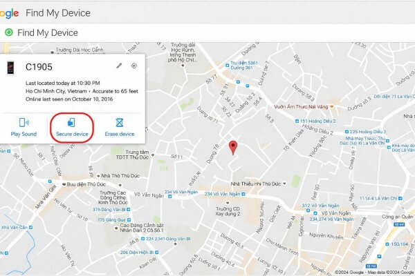Chọn Bảo mật thiết bị (Secure Device)