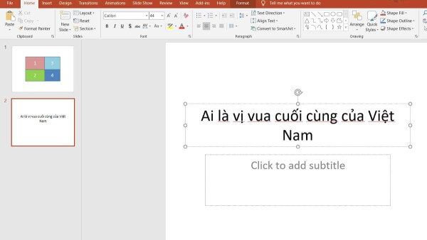 Mở Home → New Slide 