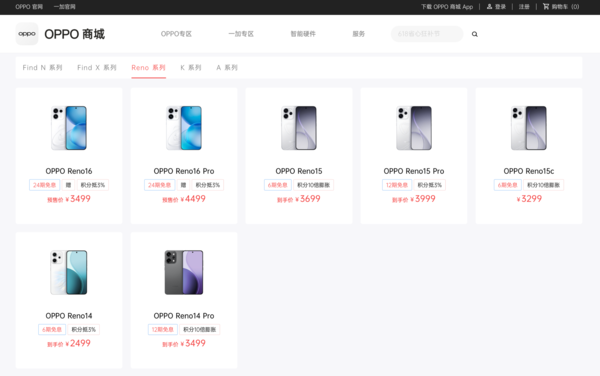 So sánh giá bán OPPO Reno 16 series và các bản tiền nhiệm