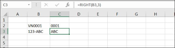 Cấu trúc hàm RIGHT: =RIGHT(text, [num_chars])