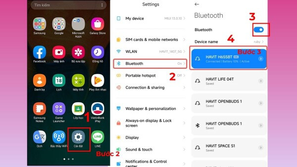 Mở Cài đặt → chọn phần Bluetooth