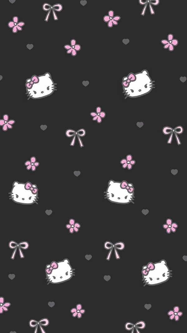 Hình nền Hello Kitty trên nền đen nổi bật
