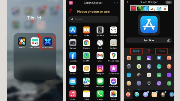 Chọn ứng dụng cần thay đổi icon
