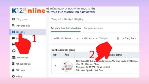 Chọn “Bài giảng”