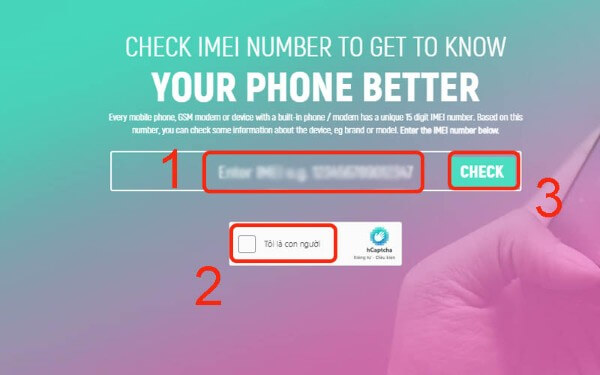 Dán số IMEI vào ô tìm kiếm