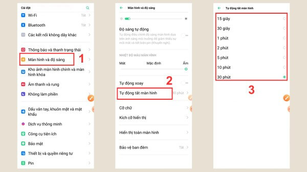 Thiết lập thời gian màn hình tự động tắt 