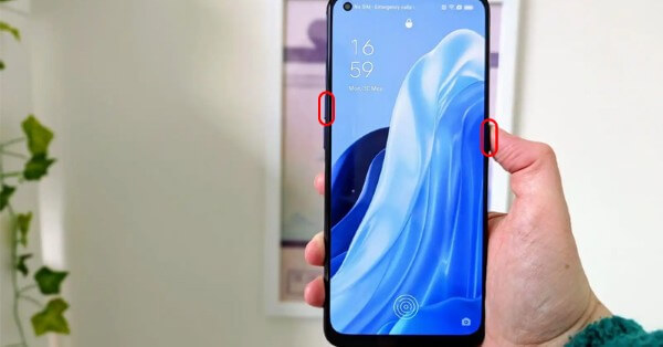 Nhấn giữ đồng thời Power + Tăng âm lượng 