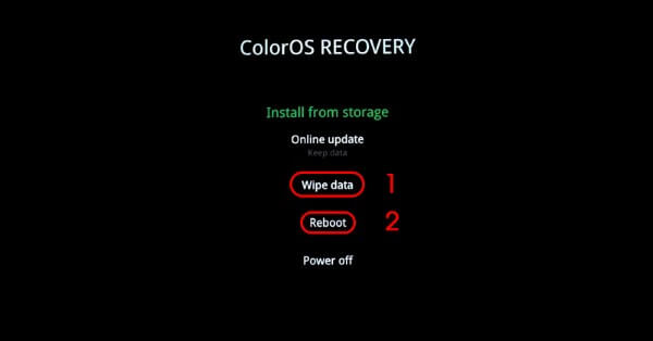 Chọn Wipe all data and removable application