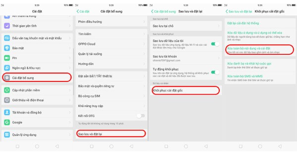 Chọn Xóa toàn bộ dữ liệu