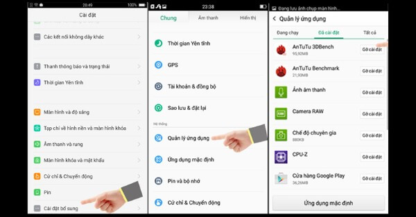 Chọn ứng dụng cần xóa và nhấn Gỡ cài đặt