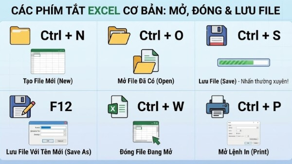 Tổng hợp phím tắt chung trong Excel