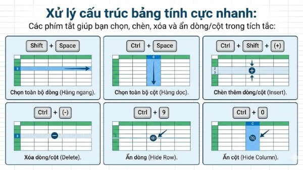Tổng hợp phím tắt định dạng dữ liệu