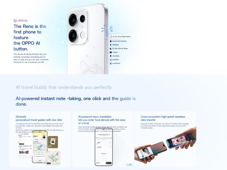 Các tính năng AI mới trên OPPO Reno16