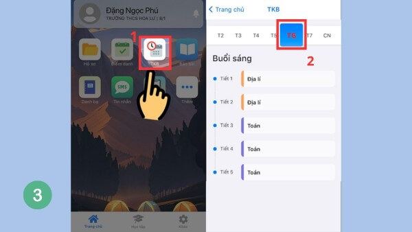 Mở mục Thời khóa biểu