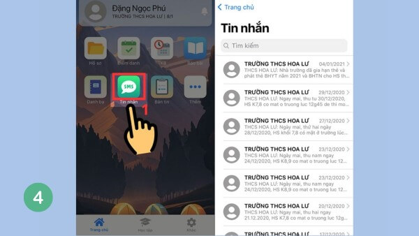 Chọn mục Tin nhắn