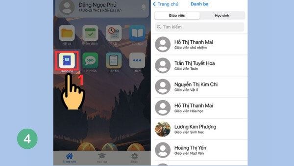 Chọn mục Danh bạ 