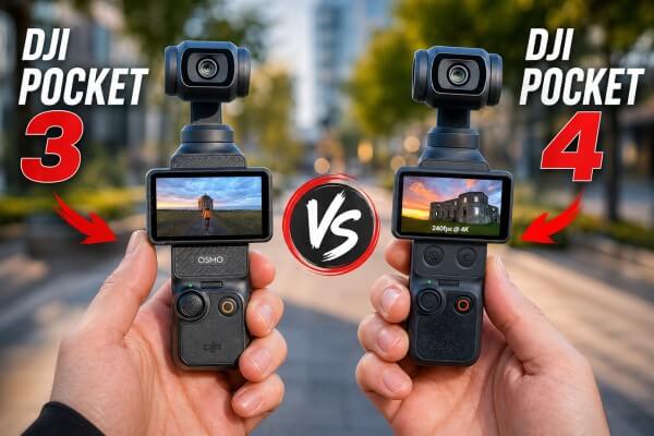 DJI Osmo Pocket 4 và Pocket 3 đều có màn hình cảm ứng xoay 2 inch