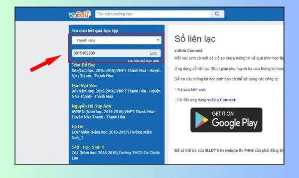 Chọn đúng tỉnh/thành phố và nhập số điện thoại