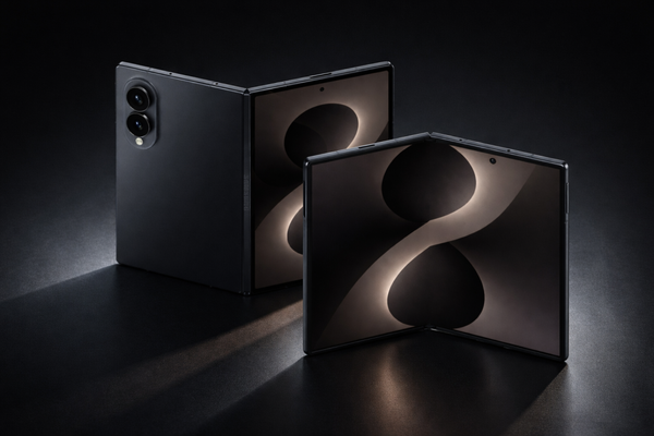 Các phần nếp gấp và viền màn hình khó nhận thấy hơn trên Galaxy Z Fold8 màu đen
