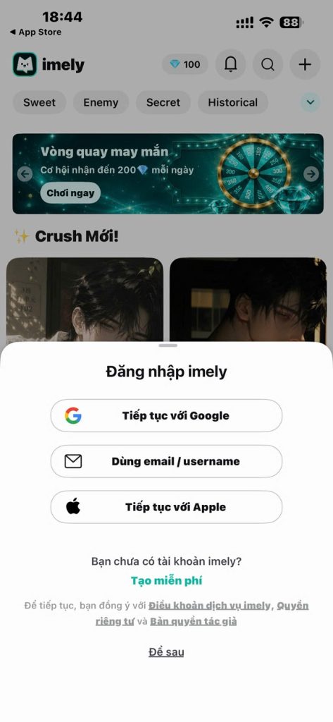 Tải về, cài đặt và tạo tài khoản trên app Imely