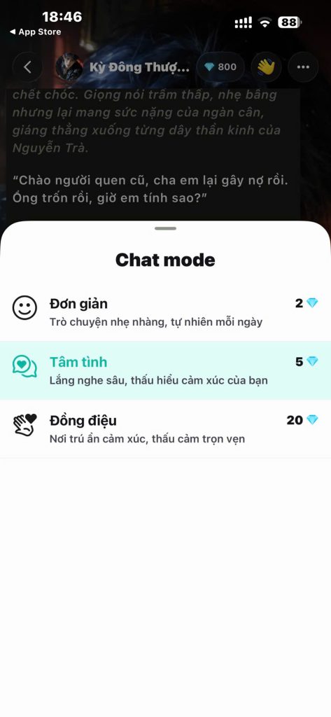 Thiết lập chế độ chat sao cho cân đối với số Gem hiện có
