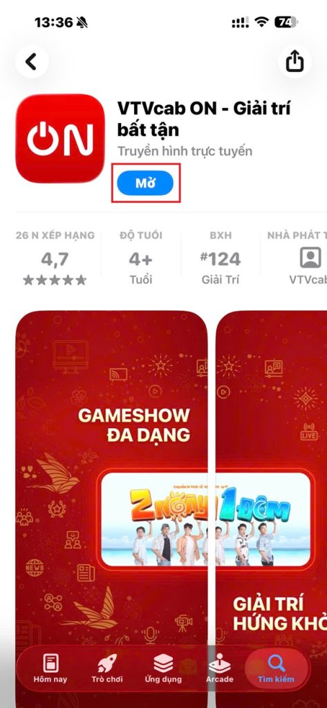 Click “Mở” để đi tới giao diện điều khiển trung tâm