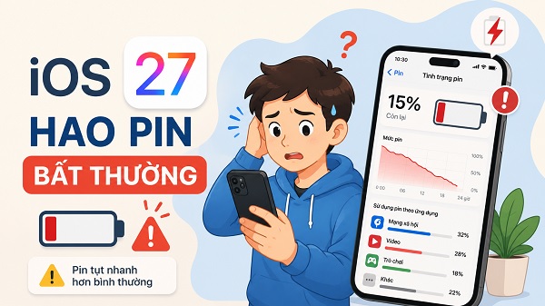 iPhone vừa lên iOS 27 hao pin bất thường?