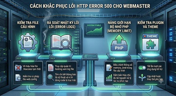 Cách khắc phục lỗi HTTP Error 500 cho Webmaster