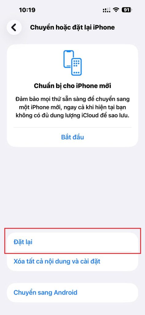 Đưa thiết bị về cài đặt gốc