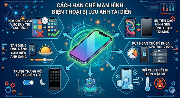 Cách hạn chế màn hình điện thoại bị lưu ảnh tái diễn