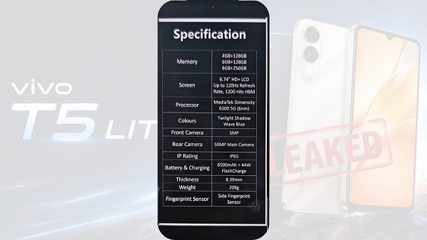 Thông số kỹ thuật của Vivo T5 Lite