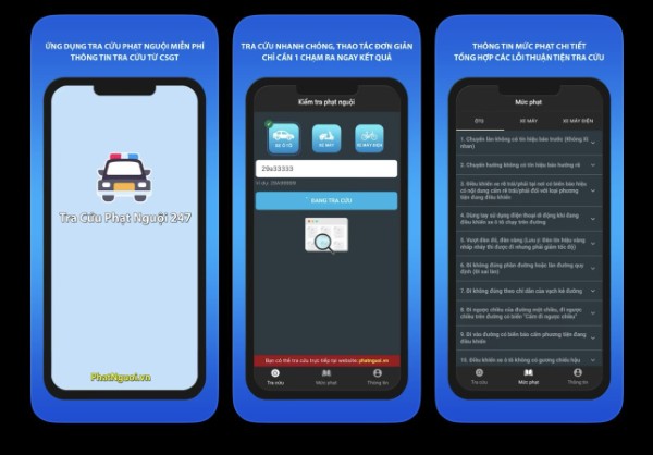 Các bước sử dụng app tra cứu phạt nguội