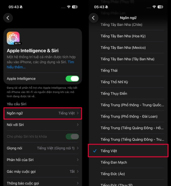 Chọn tiếng Việt hoặc tiếng Anh