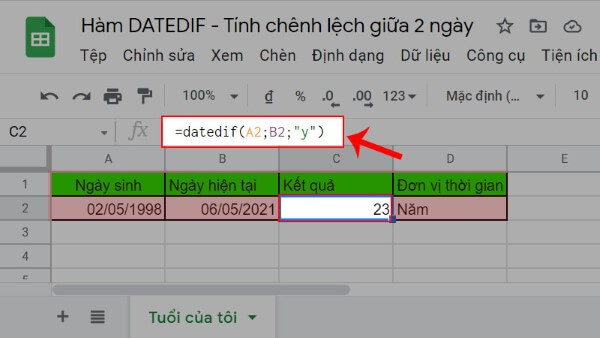 Ví dụ công thức hàm COUNTIFS