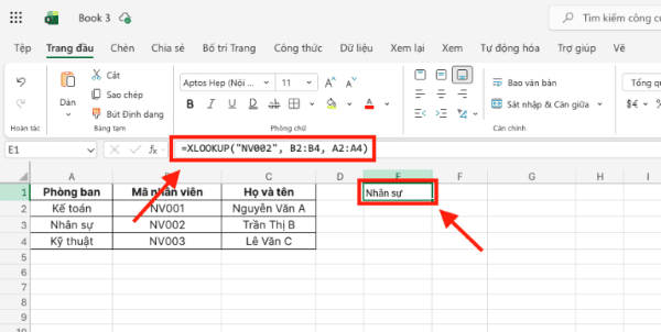Công thức hàm HLOOKUP trong Excel