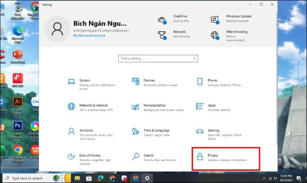 Chọn Privacy