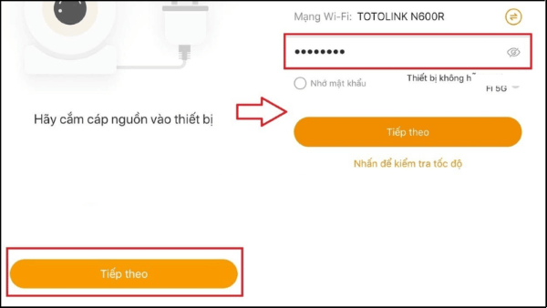 Nhập mật khẩu WiFi để kết nối mạng