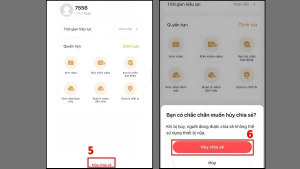 Nhấn Hủy chia sẻ