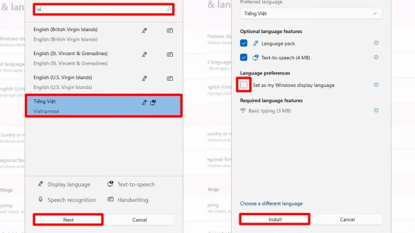 Chọn Set as my Windows display language
