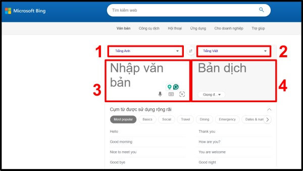 Các bước sử dụng Bing Translator trên máy tính