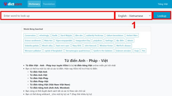 Cách dùng Vdict để dịch thuật
