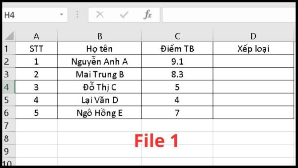 Chuẩn bị file chứa danh sách học sinh
