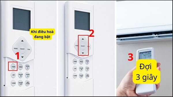 Nhấn nút TIMER trên điều khiển điều hòa