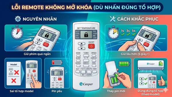 Một số cách xử lý khi không mở được điều khiển Casper