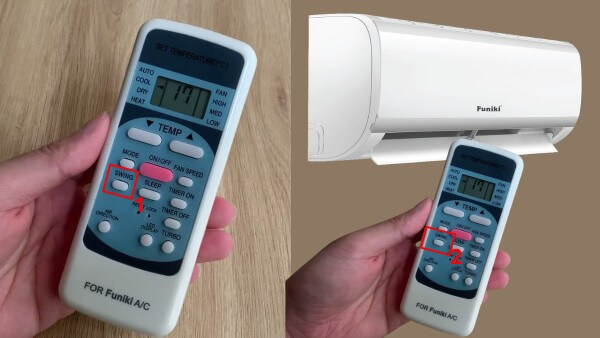 Sử dụng các nút để điều chỉnh nhiệt độ, tốc độ gió và hướng gió điều hòa