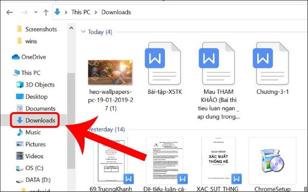 Hình ảnh tải xuống được lưu mặc định trong thư mục Downloads