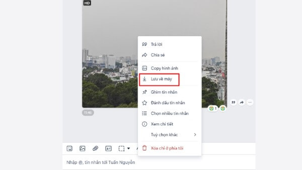 Chọn “Lưu hình ảnh về máy”