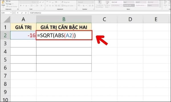Cách xử lý khi nhập số âm vào hàm SQRT