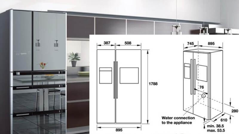 Kích thước chiều cao tủ lạnh 2 cánh thực tế