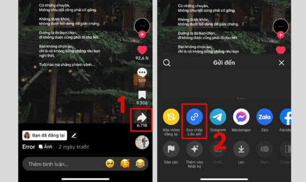 Nhấn Chia sẻ → chọn Sao chép liên kết